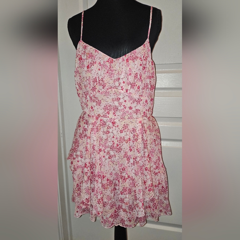 NWOT Kenedik Pink Floral Empire Waist Romper
